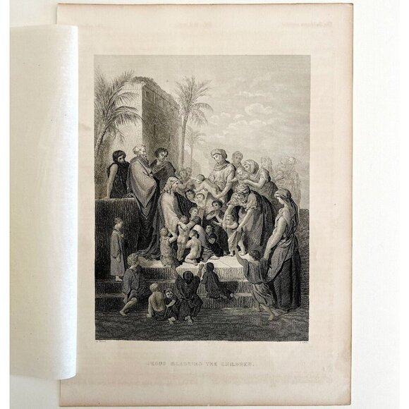 Jesus Blesses Children Steel Engraving 1872 Gustave Dore Victorian Art DWAA6 - Picture 2 of 2